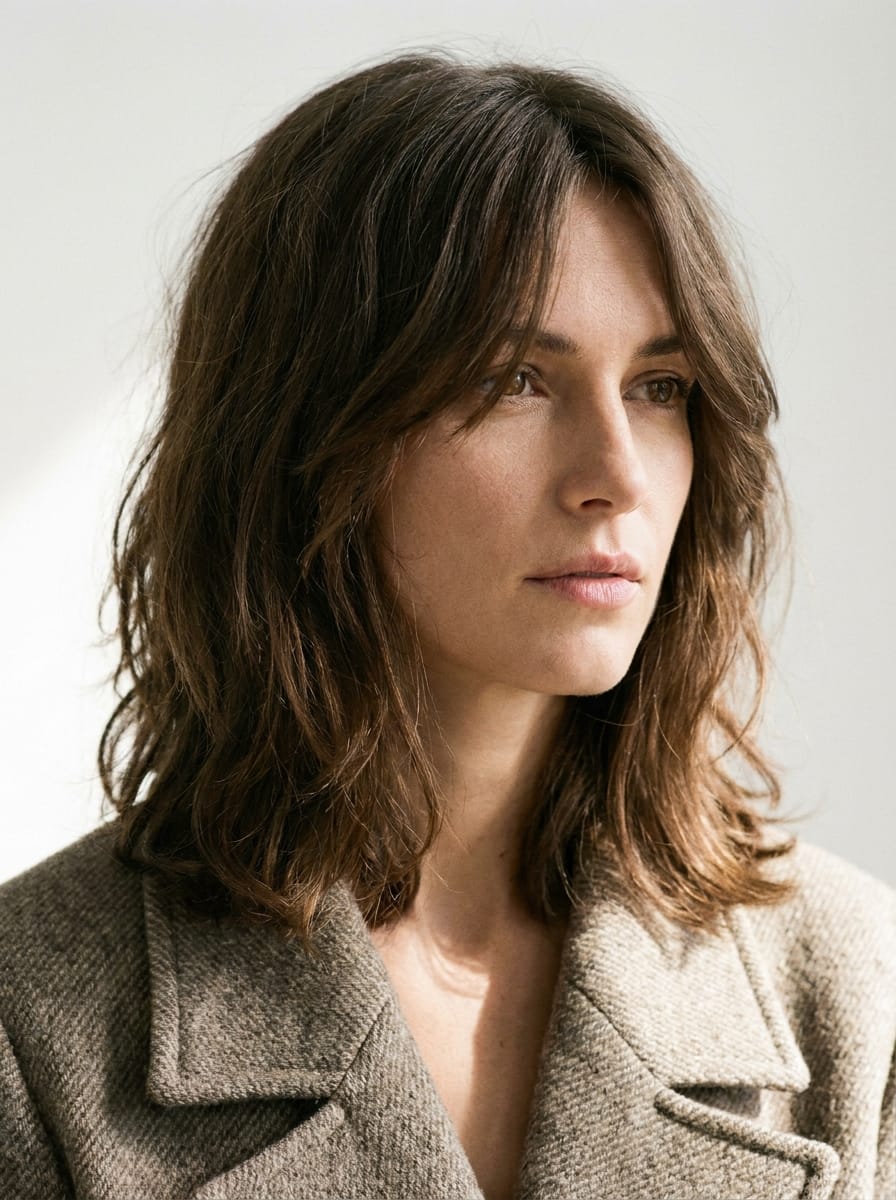 Mittellanger Shag mit Seitenscheitel - Mittellange Frisuren mit Seitenscheitel